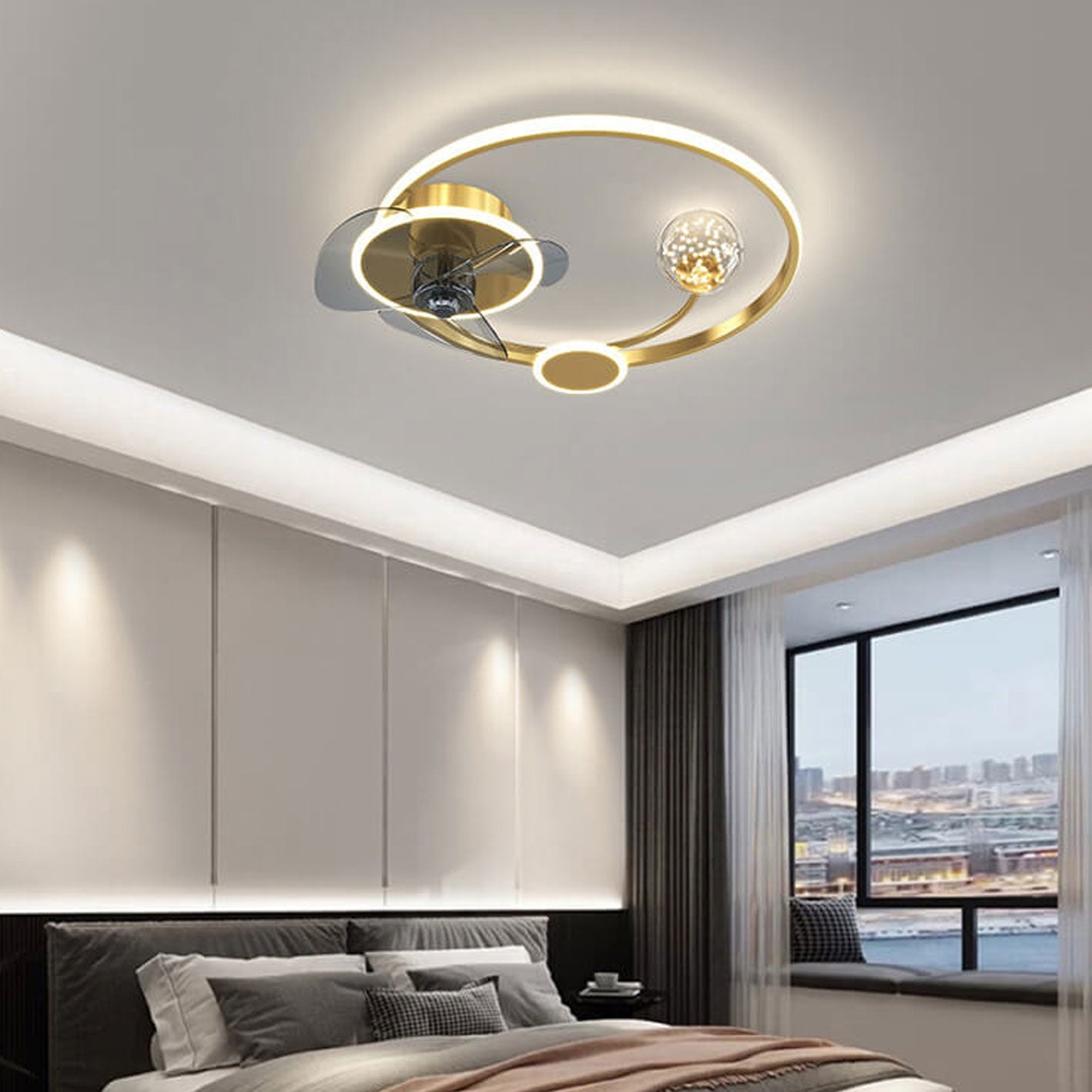 7-797af0d3-f84b-4261-b4e6-520cf0db9a92.jpg Modern Creative Circle Ball Design LED Flush Mount Ceiling Fan Light - Image 1
