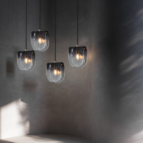 Gradient Smokey Gray Glass Post-Modern Small Chandelier Pendant Lights - Image 6
