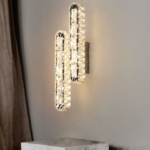 Double Strip Three Step Dimming Light LED Crystal Modern Wall Lamp Wall Sconce Lighting - Image 3