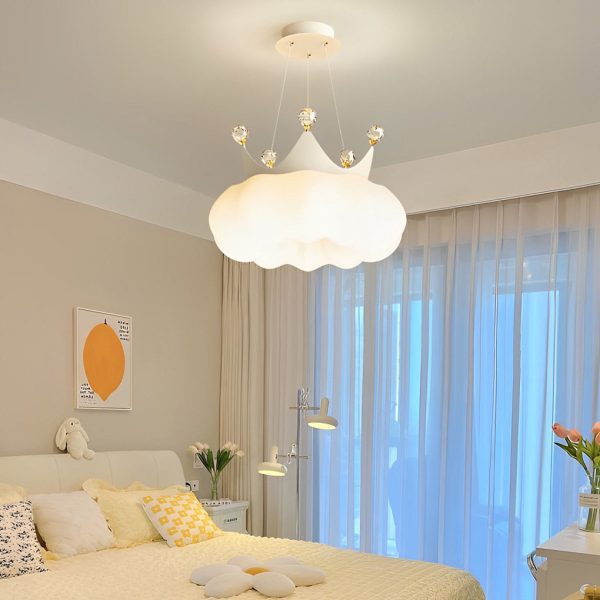 Clouds Crystal Crowns LED Three Step Dimming Ins Modern Chandelier Light - Image 2