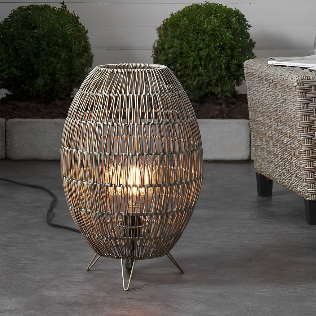 7-7f7f8d72-0d53-49bb-8c13-5c61a25f3d8e.jpg Spaceship Lighting Handmade Rattan Oval Cage Waterproof Outdoor Floor Lamp - Image 1