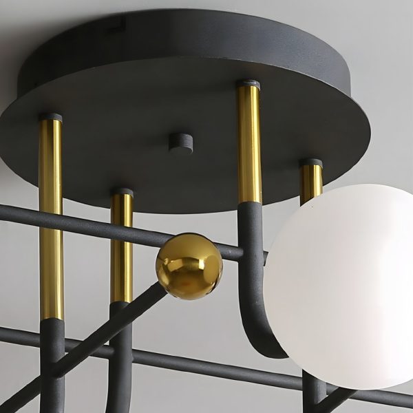 4/6/8-Light Modern Sputnik Globe Semi-Flush Mount Light with White Glass Shade - Image 4
