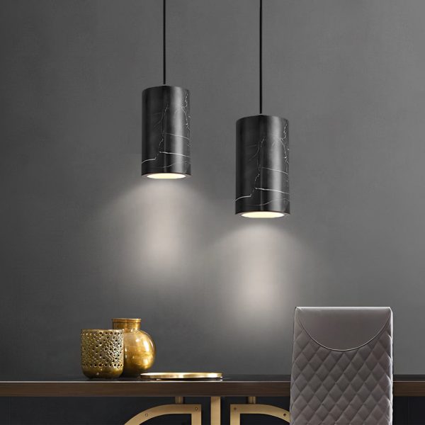 Minimalist Cylindrical Marmoreal 3 Step Dimming Nordic Pendant Lights - Image 4