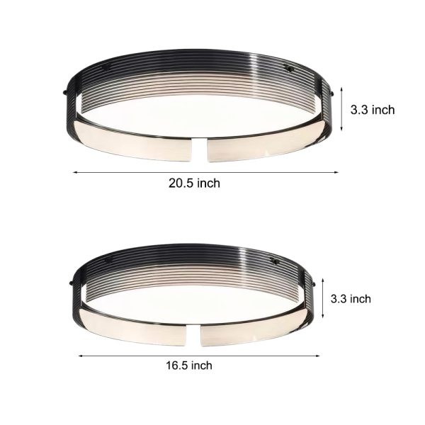 16.5/20.5-in Round Black Stripe Glass LED Flush Mount Light - Image 6