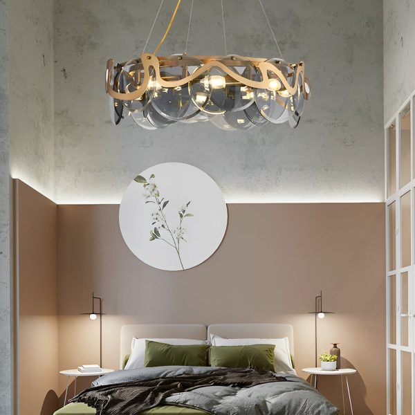 Round Glass Creative Art Iron LED Nordic Chandelier Pendant Lights - Image 2