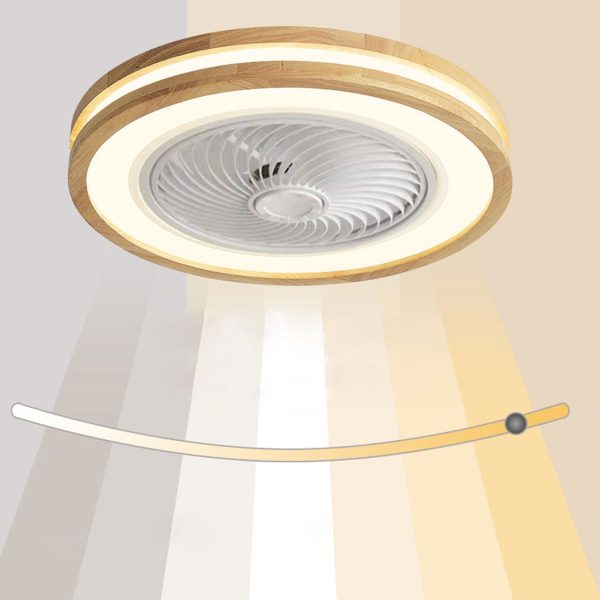 Modern Minimalist Wood Geometric LED Flush Mount Ceiling Fan Light - Image 19