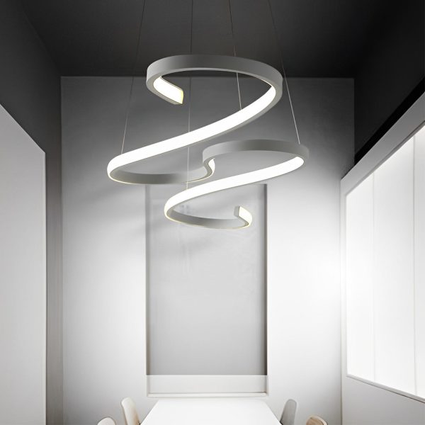 Creative Wavy Lines Stepless Dimming LED White Minimalist Chandeliers - Image 5