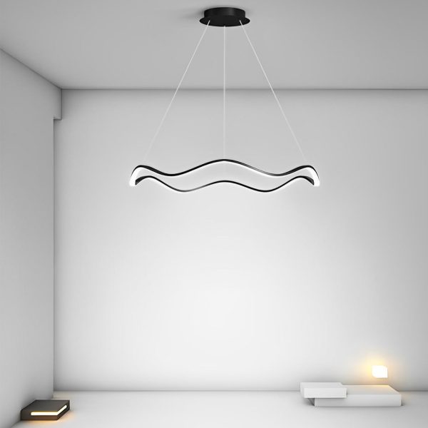 Circular Wavy LED Stepless Dimming Modern Chandelier Hanging Ceiling Lamp - Image 5
