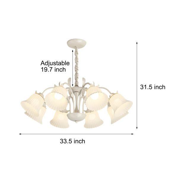 8 Heads Pastoral White Flowers 3 Step Dimming French Style Chandelier - Image 7