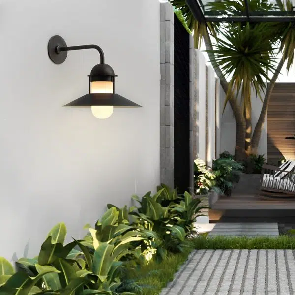 Antique Round Iron Glass Waterproof Black Retro Outdoor Wall Lights - Image 3