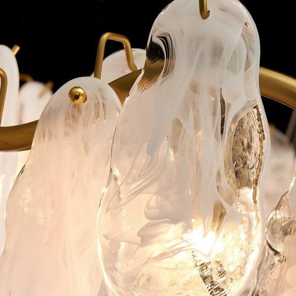 Round Long Wave Glass Clouds 3 Step Dimming Luxury French Style Chandelier - Image 5