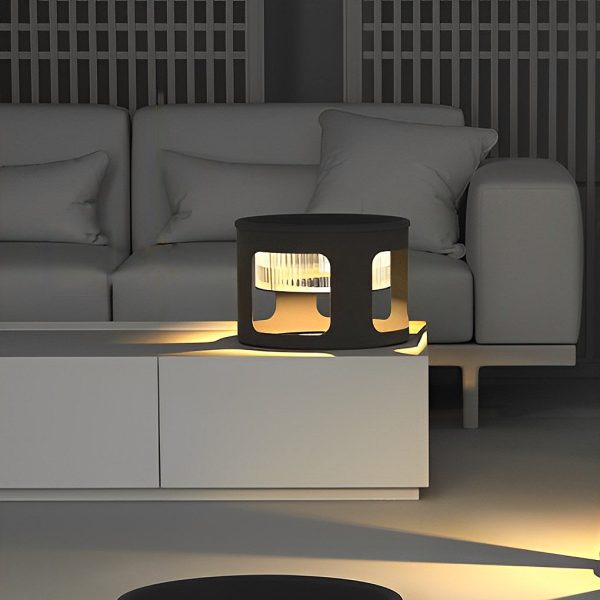 Round Table Lamp with Under-Table Lighting Solar-Powered LED Outdoor Light - Image 2