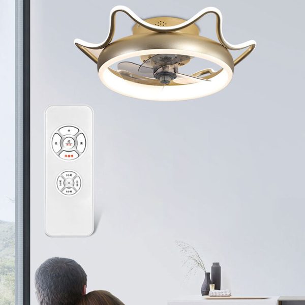 Nordic Light Luxury Round Wrought Iron LED Flush Mount Ceiling Fan Light - Image 2