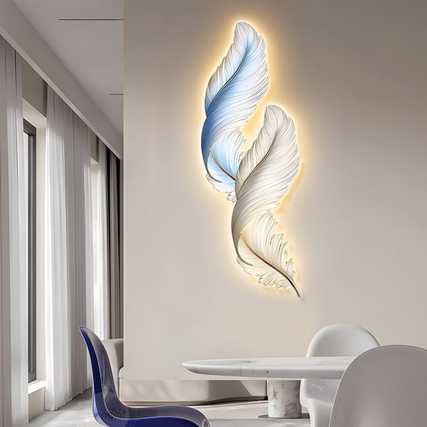 Feathers Creative Luxury Decorative Painting USB Remote LED Wall Lights - Image 4