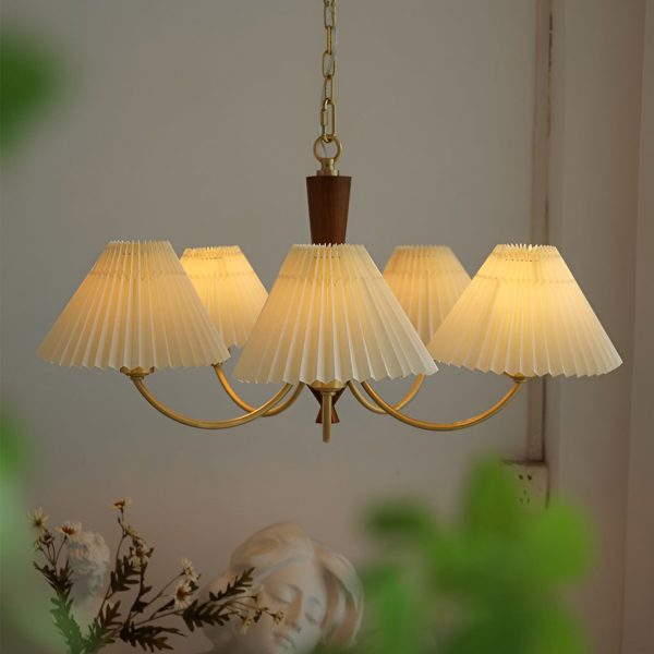 3 Lights Pleated Lampshade 12W LED Nordic Chandelier Pendant Light - Image 3