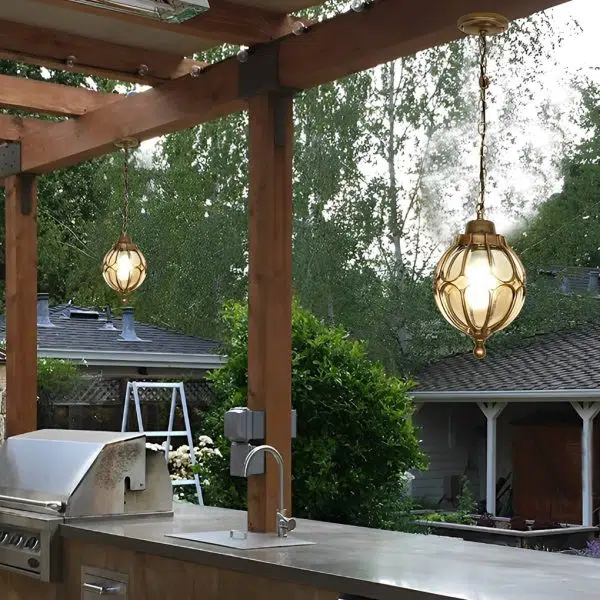 Glass Ball Aluminum Waterproof American Style Outdoor Chandelier Light - Image 4