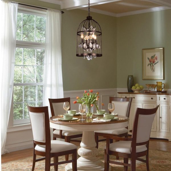 Birdcage Iron Crystal Ornaments Retro Industrial Style Chandelier Light - Image 3