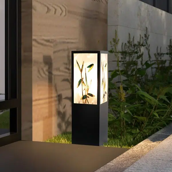Square Landscape Pattern LED Vintage Solar Outdoor Path Lights Post Lights - Image 5
