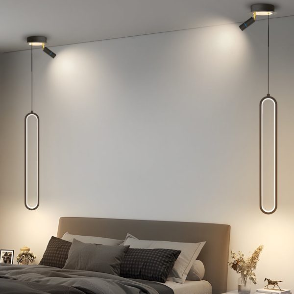 Oval Aluminum LED 3 Step Dimming Modern Pendant Lights with Spotlights - Image 5