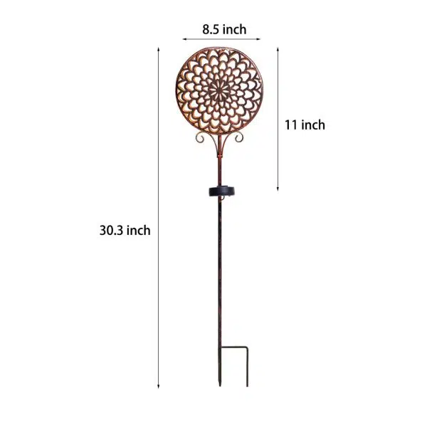 Round Iron Hollow Projection Flowers Screen Waterproof Solar Ground Lights - Image 6