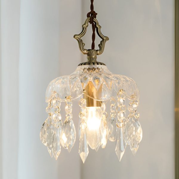 Retro Glass Crystal LED Gold Modern Pendant Lights Hanging Ceiling Lamp - Image 4
