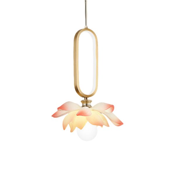 Creative Lotus Flowers Luminous Copper Oval Ring LED Modern Pendant Lights - Image 23