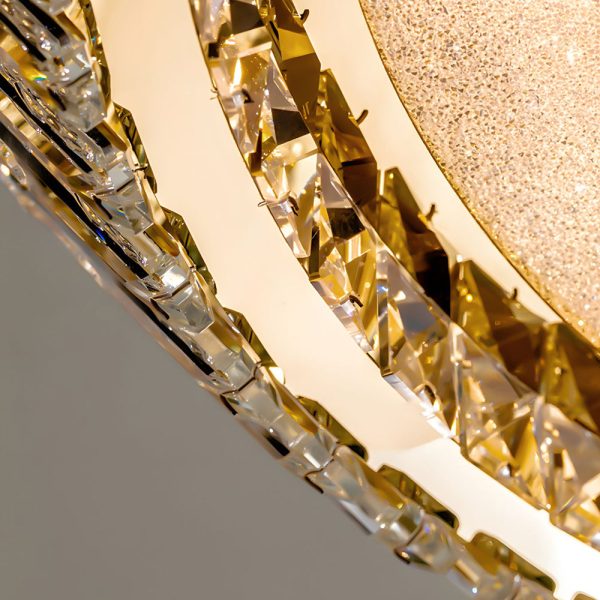 Quicksand Drum Crystal Chandelier Flush Mount Titanium Gold Ceiling Light - Image 6