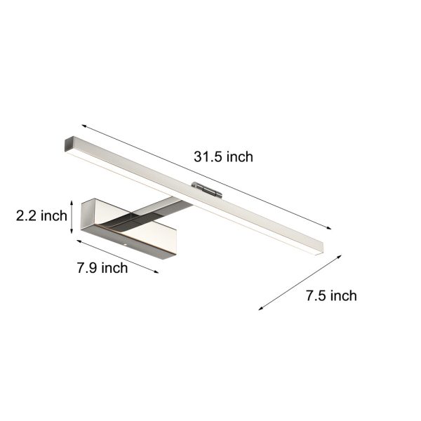 31'' 180?? Adjustable Stainless Steel Bathroom Vanity Light with LED Strip - Image 6