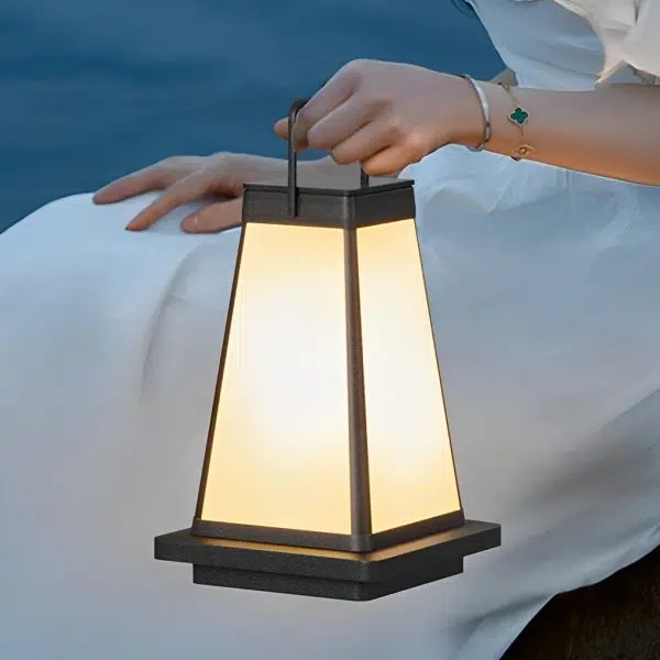 Square Waterproof LED Black Modern Portable Solar Outdoor Lanterns - Image 2