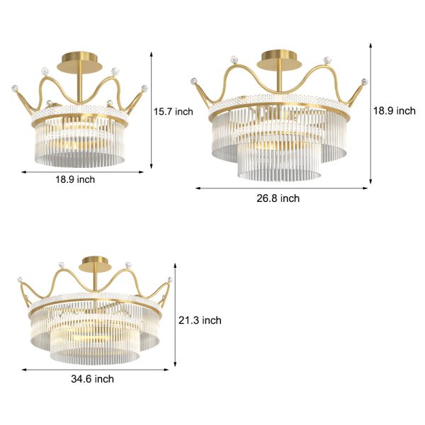 Round Crystal Crowns Three Step Dimming Luxury Postmodern Chandelier - Image 4