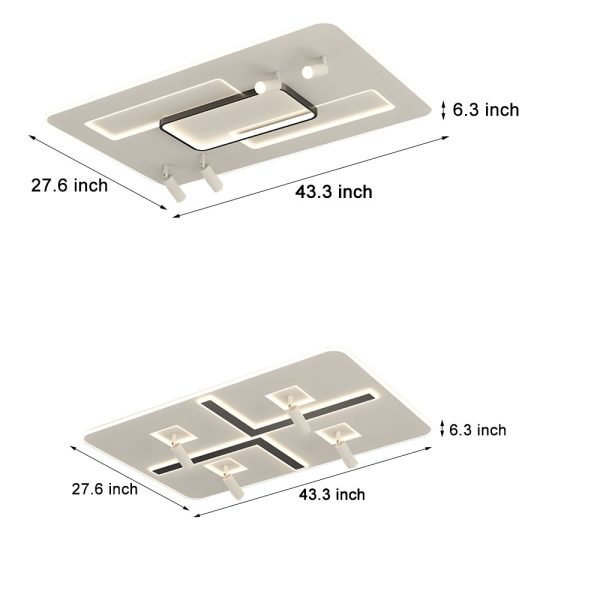 Ultra-Thin Rectangular 3 Step Dimming Modern Ceiling Lights with Spotlights - Image 5