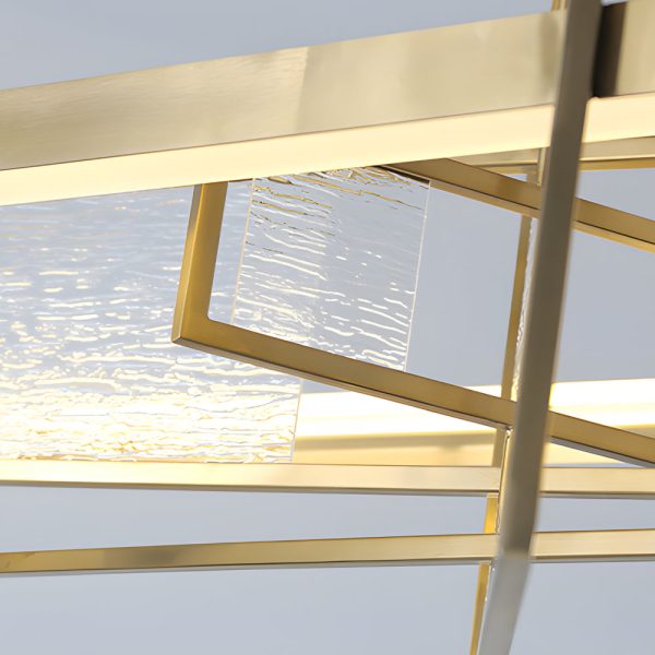 Rectangular Iron Frame Glass Decor LED Chandeliers Hanging Lights - Image 6