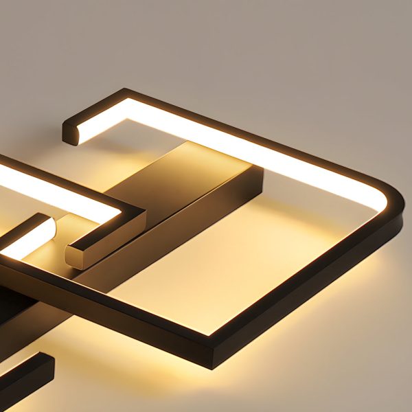 Simple Lines Square Frame 3 Step Dimming LED Black Modern Ceiling Lights - Image 6