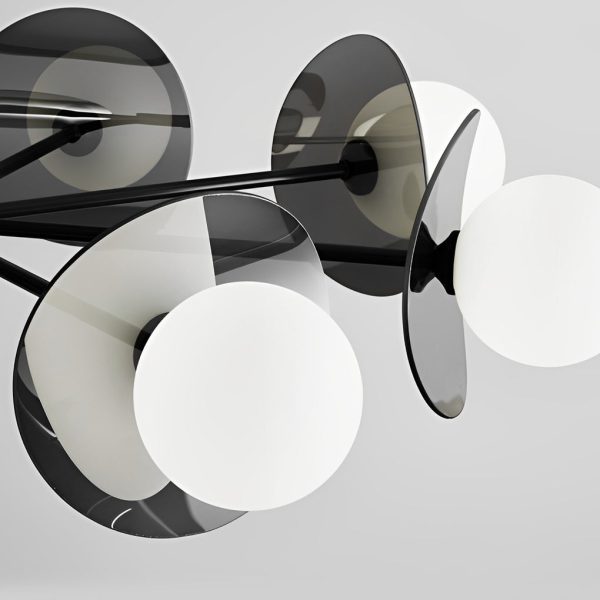 Round Electroplated Glass Piece Copper Black Modern Chandeliers Light - Image 4