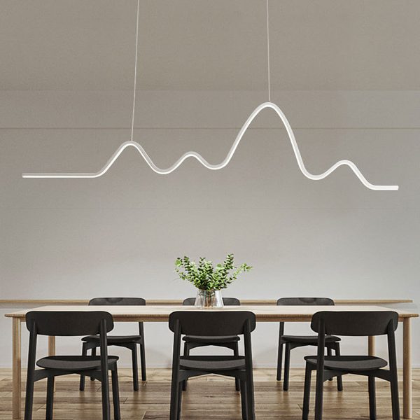 Minimalist Wave Line Strip Three Step Dimming LED Nordic Chandelier Light - Image 6