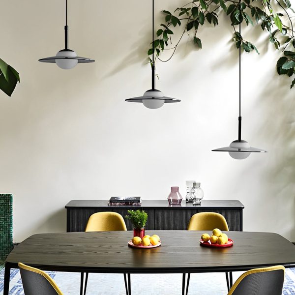 Minimalist Glass UFO LED Black Nordic Chandelier Kitchen Pendant Lighting - Image 2