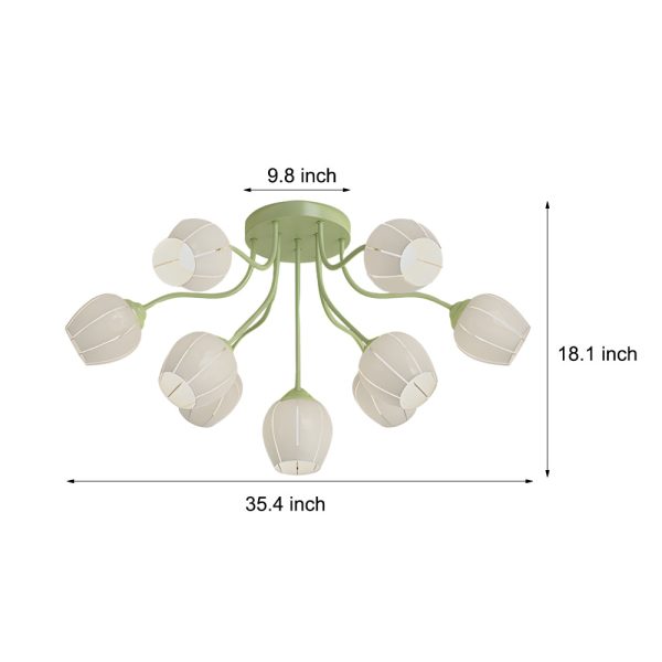 10 Heads Flowers Creative Three Step Dimming French Style Ceiling Lights - Image 5