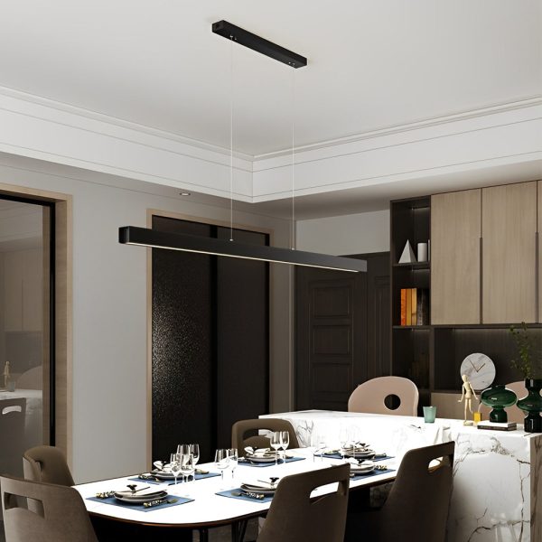 Minimalist Strip Stepless Dimming LED Black Modern Chandelier Pendant Lights - Image 5