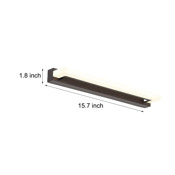 15.74'' Linear LED Vanity Light Black Bathroom Fixture with Mesh Light Filter - Image 6