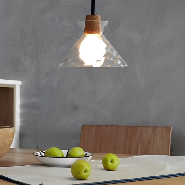 Round Creative Glass Wood Japanese Style Pendant Lights Small Chandelier - Image 2