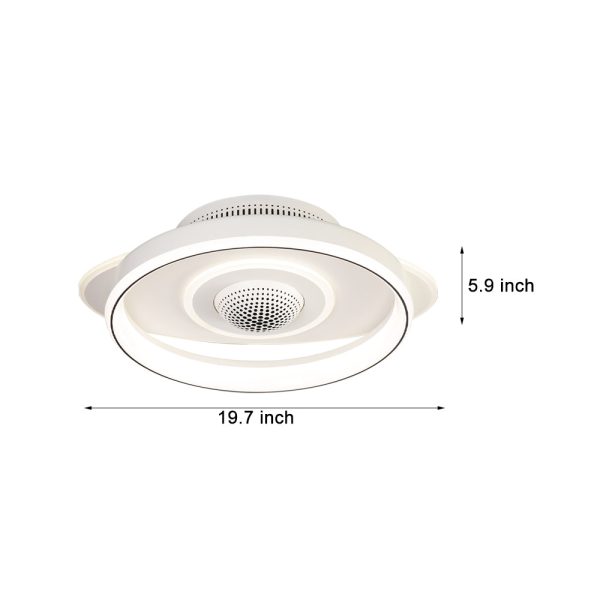 LED Smart Bladeless Ceiling Fan Round White Ceiling Fans with Dimmable Light - Image 6