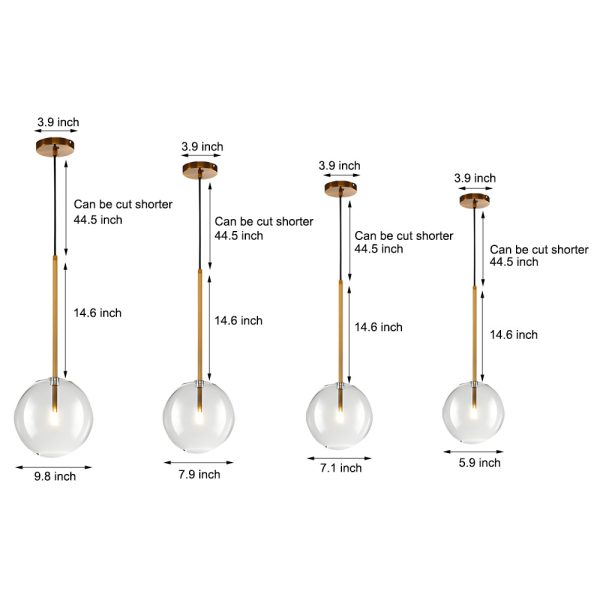 1-Light Clear Glass Globe Pendant Light Modern Hanging Lighting Fixture - Image 6
