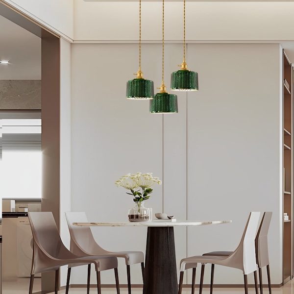 Creative Personality LED Copper Glass Green Retro Nordic Pendant Lights - Image 6