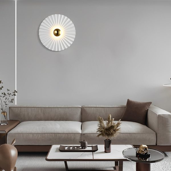 Lotus Leaf Round Pleated LED Creative White Modern Wall Lights Fixture - Image 6