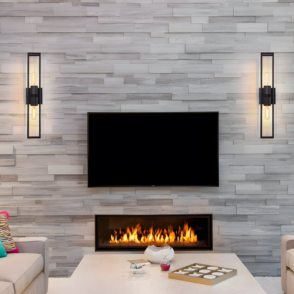 7-d40e79c1-9a28-4ba4-a916-8d813ea02f71.jpg Simple Metal Frame Glass Shade American Style Wall Sconce Lighting - Image 1