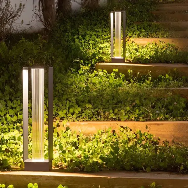 Sleek Modern Solar Path Light with Ribbed Acrylic Shade and Strip Frame - Image 8