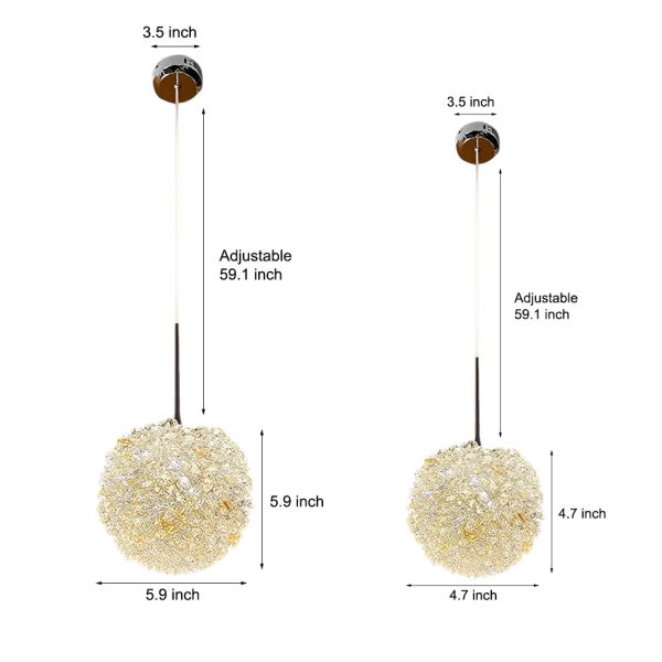 Round Luxurious Crystal Ball Three Step Dimming Modern Pendant Lights - Image 6