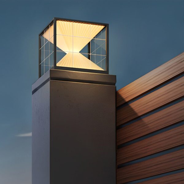 Square Creative Hourglass Shape LED Waterproof Solar Fence Post Lights - Image 5