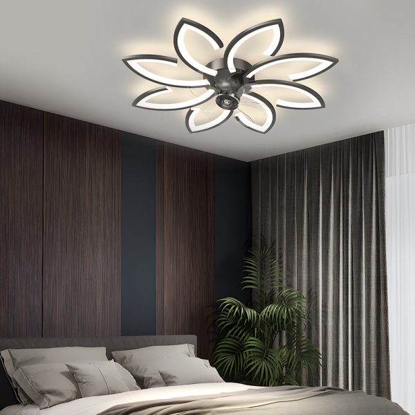 Modern Flowers Three Step Dimming LED Nordic Flush Mount Ceiling Fan Lamp - Image 3