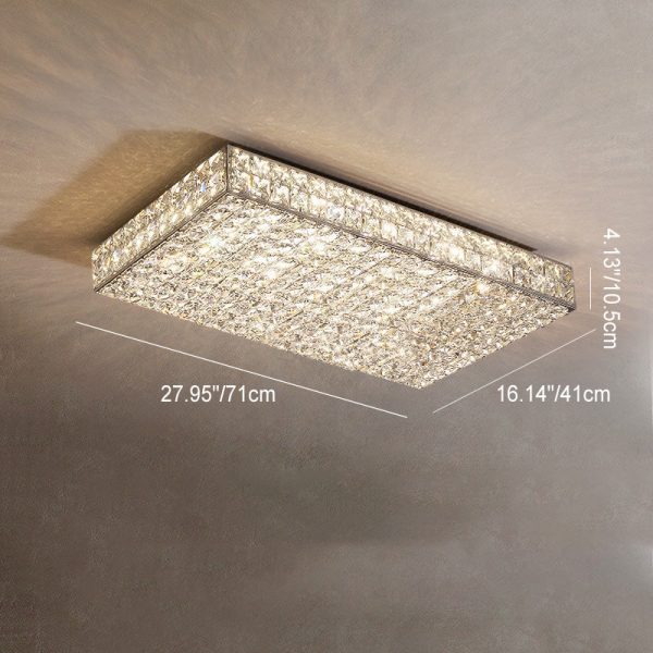 Modern Luxury Stainless Steel Crystal Round Square Rectangular LED Flush Mount Ceiling Light For Living Room - Image 10